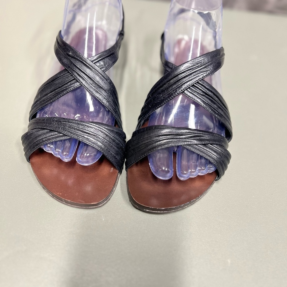 Cole Haan Black Leather Brown Slingback Slide Sandals Women Size 7.5B - Picture 8 of 12